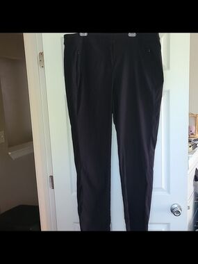 Lane Bryant Women's Black Solid Flat Front Dress Pants Zip Closure Tall 22L